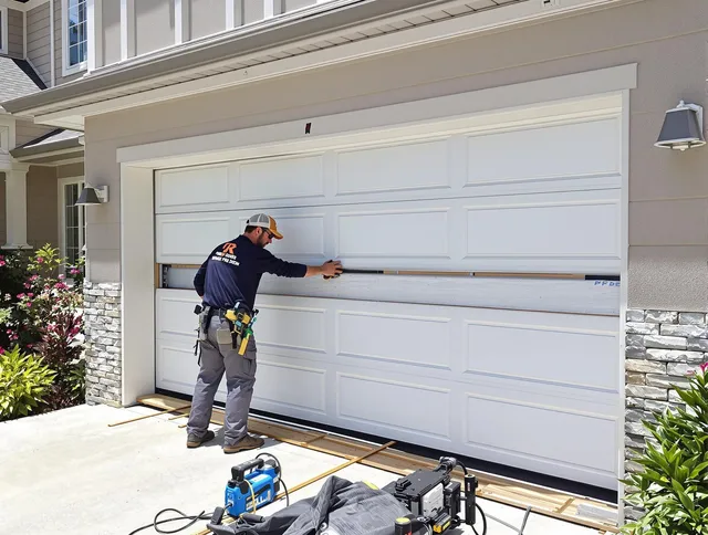 St. Simons Garage Door Repair team performing complete garage door replacement at St. Simons residence