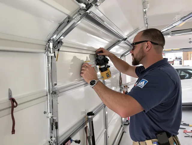 St. Simons Garage Door Repair technician quieting a noisy garage door in St. Simons